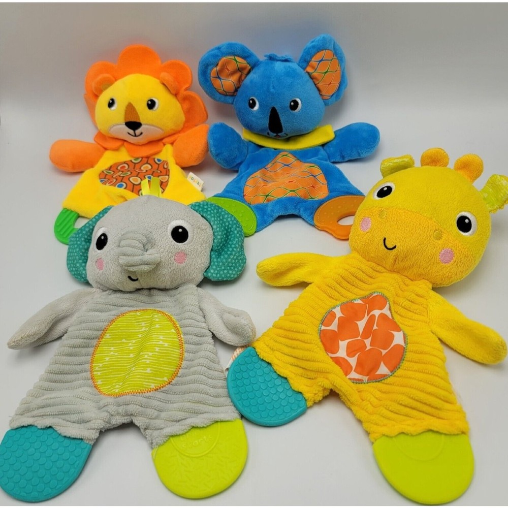 Bright Starts Teytoy Plush Teether lot 4 Elephant Giraffe Koala Lion Lovey